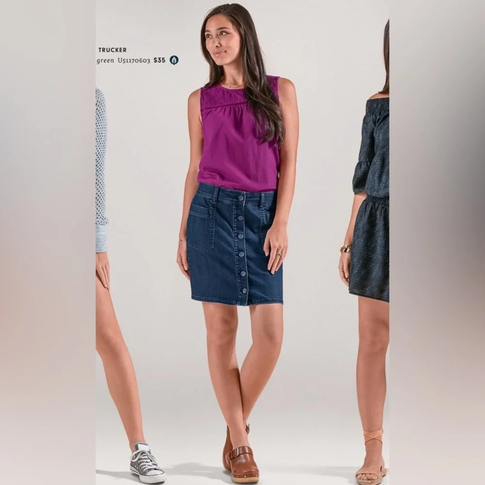 Prana Kara Button Front Mini Skirt NWOT Midnight Wash size 4 - Picture 6 of 7